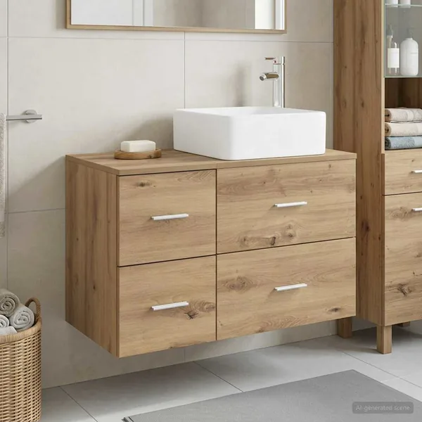 Ensemble de mobilier de salle de bain 2 pc Chêne artisanal