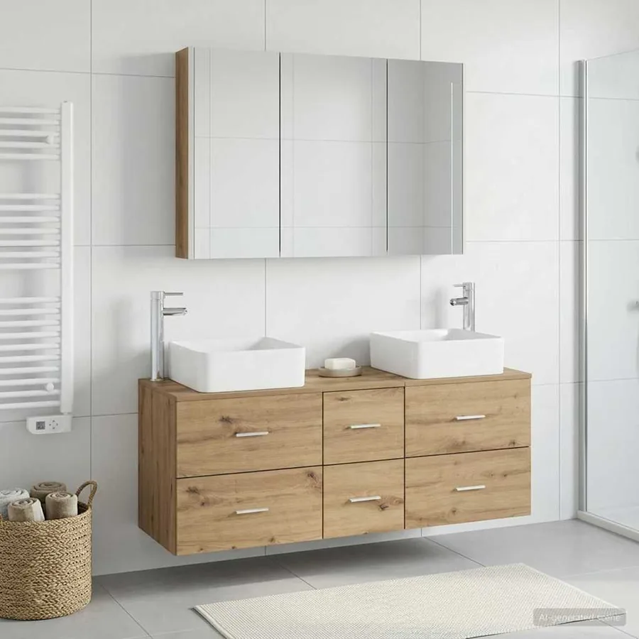 Ensemble de mobilier de salle de bain 4 pc Chêne artisanal
