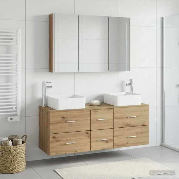Ensemble de mobilier de salle de bain 4 pc Chêne artisanal