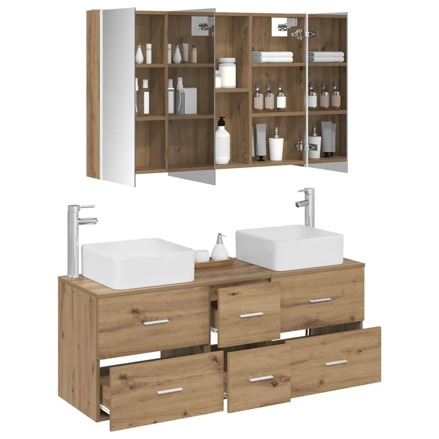 Ensemble de mobilier de salle de bain 4 pc Chêne artisanal - 3