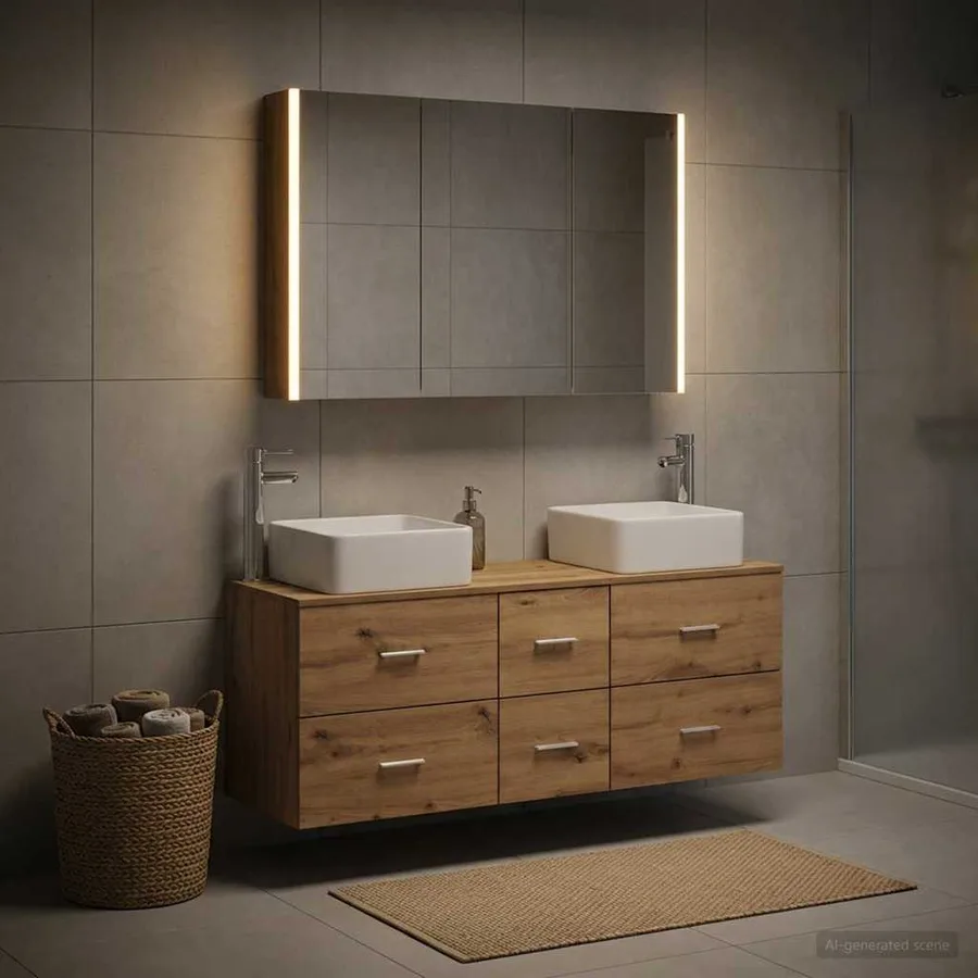 Ensemble de mobilier de salle de bain 4 pc Chêne artisanal - 4