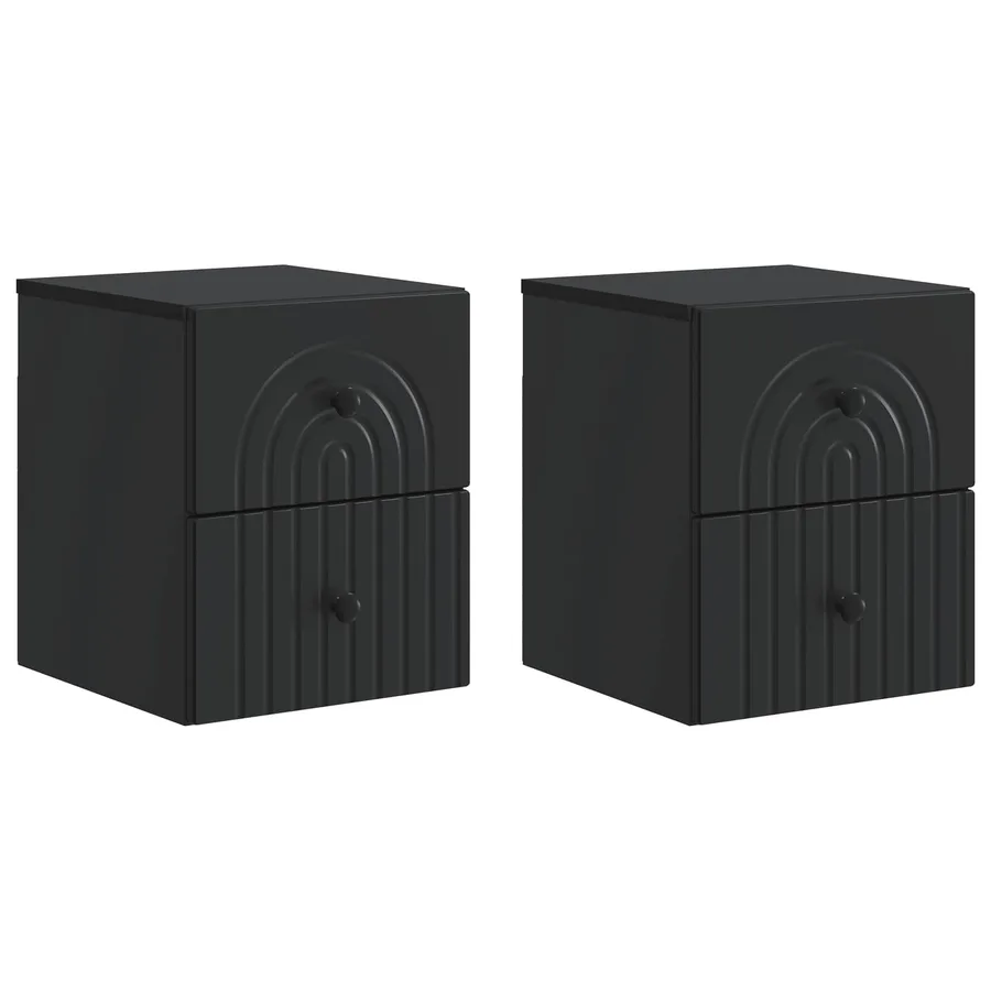 Cabinet de chevet mural 2 pcs Noir 33 x 34,5 x 40 cm - 2