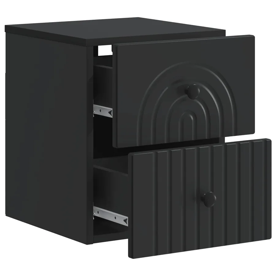 Cabinet de chevet mural 2 pcs Noir 33 x 34,5 x 40 cm - 6