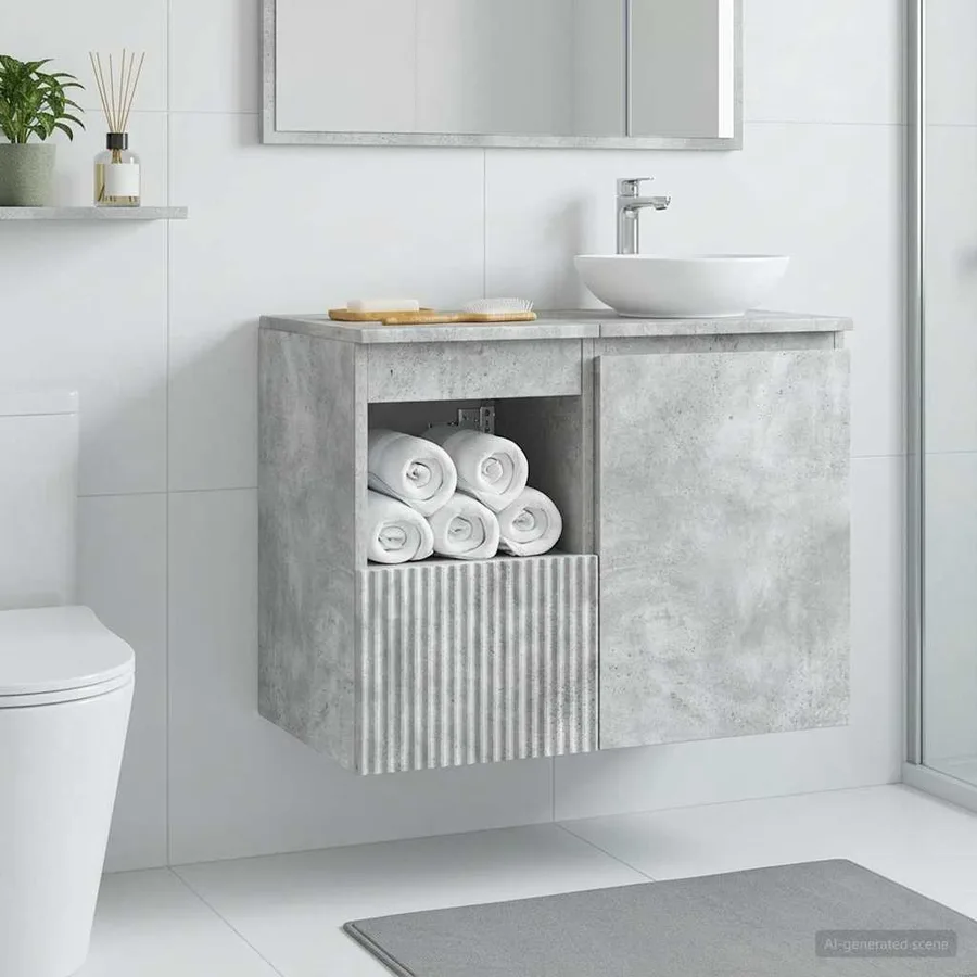Armoire de salle de bain Gris béton 30 x 44,5 x 50 cm - 4