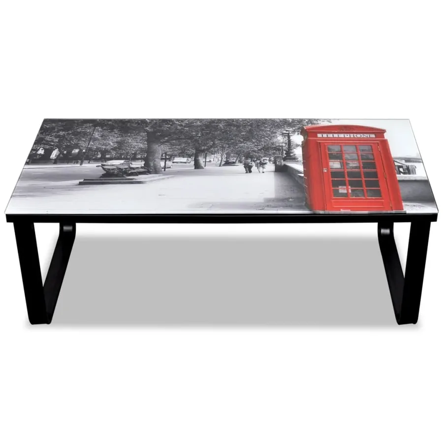 Table basse avec impression de cabine téléphonique Dessus verre - 3
