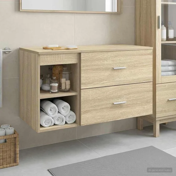 Ensemble de mobilier de salle de bain 2 pcs Chêne Sonoma