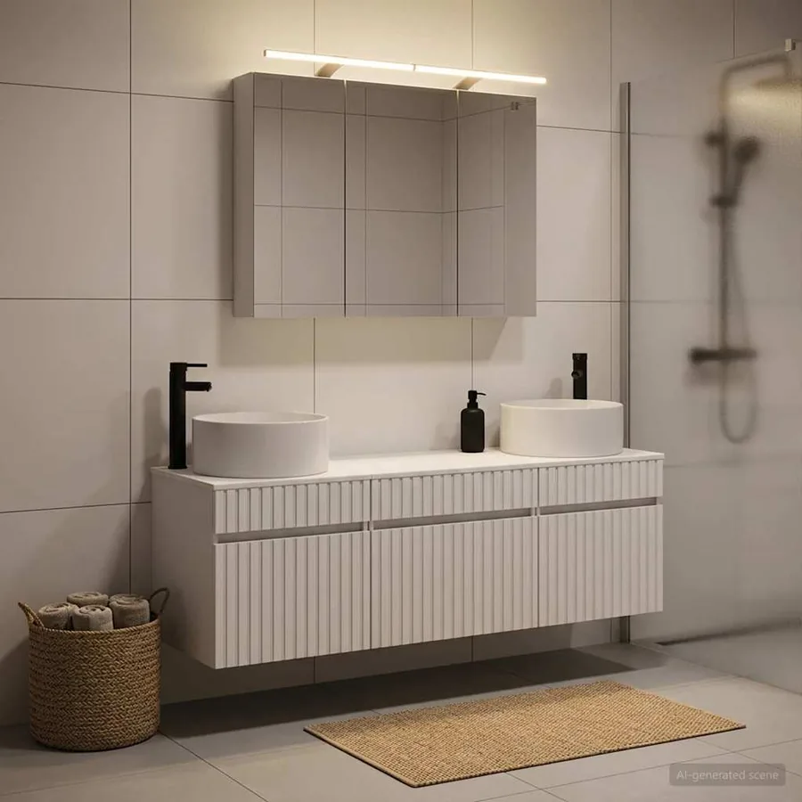 Ensemble d'armoire de salle de bain 4 pcs Blanc