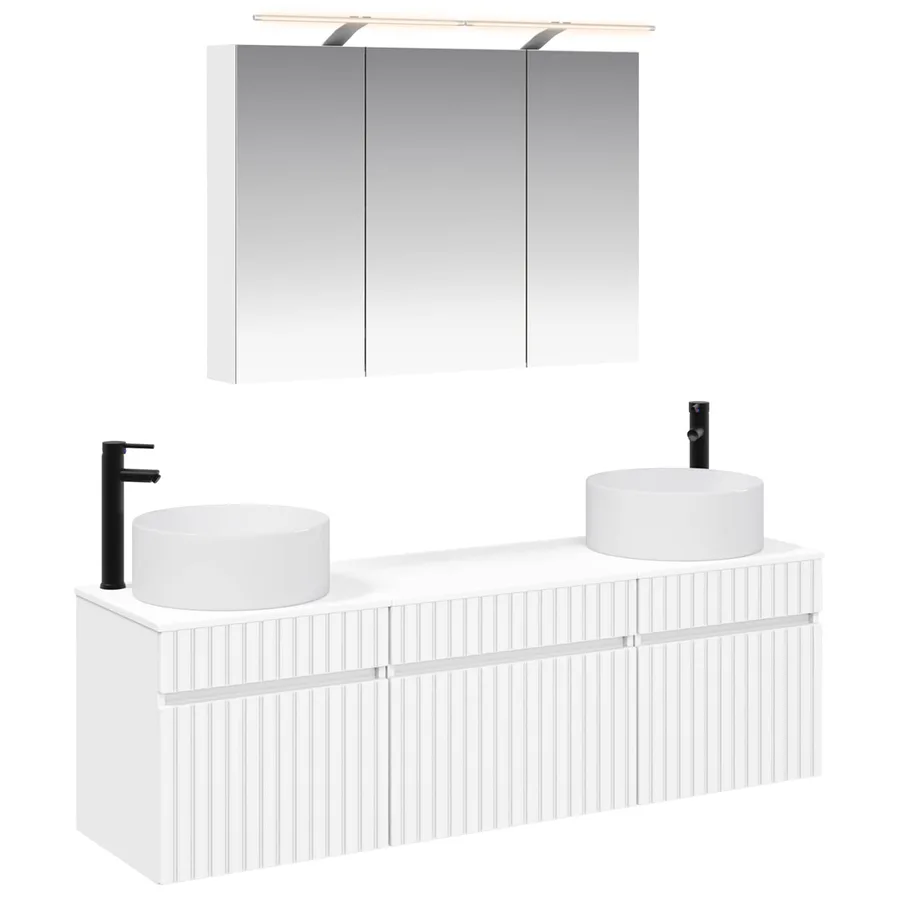 Ensemble d'armoire de salle de bain 4 pcs Blanc - 2
