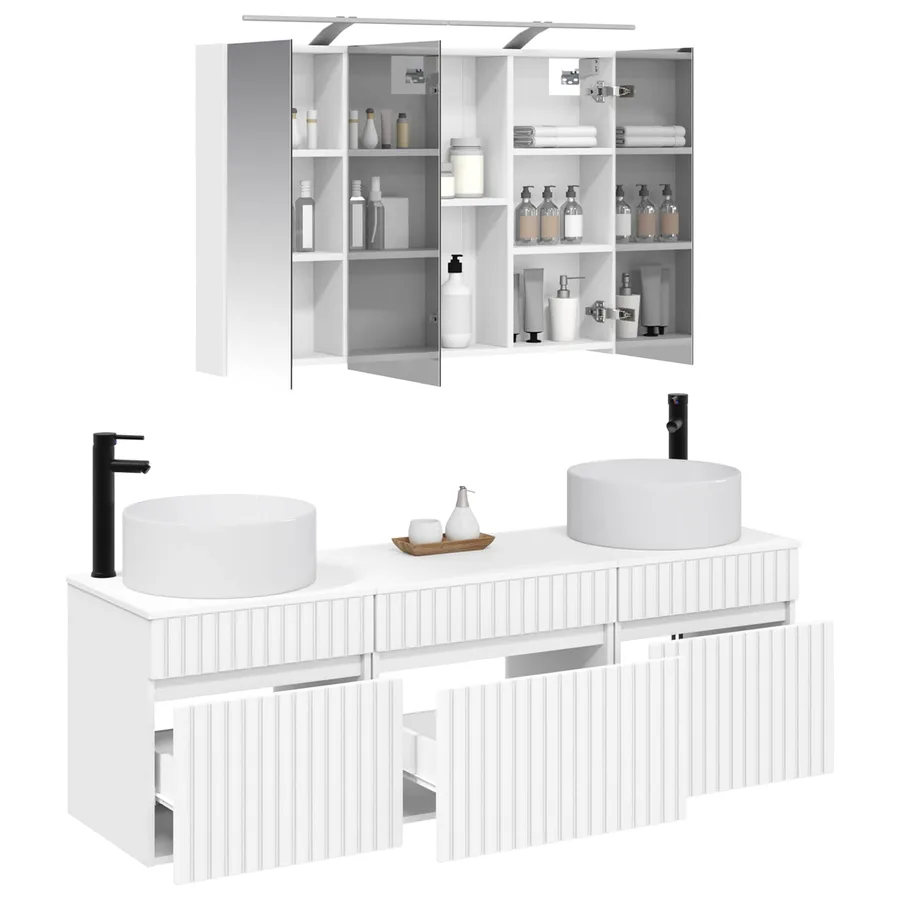 Ensemble d'armoire de salle de bain 4 pcs Blanc - 3