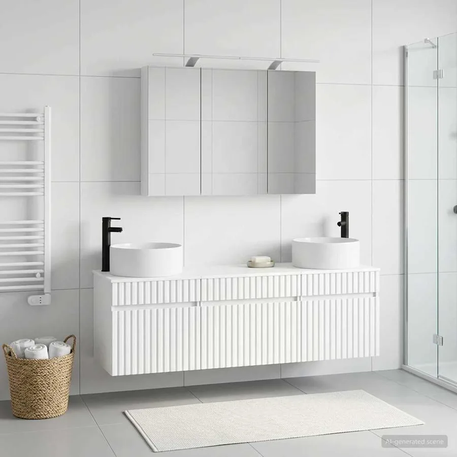 Ensemble d'armoire de salle de bain 4 pcs Blanc - 4