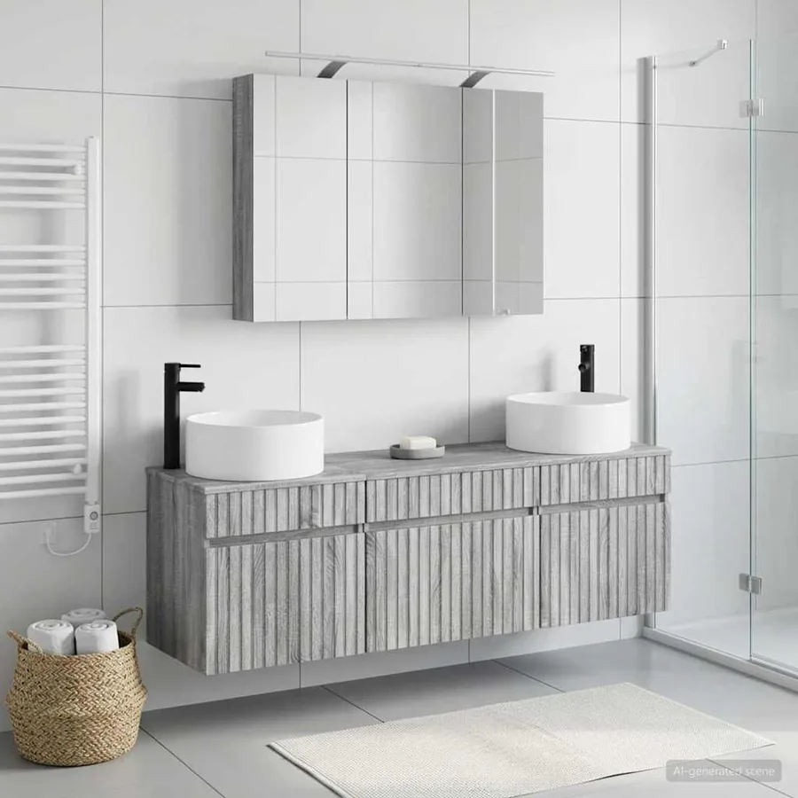 Ensemble d'armoire de salle de bain 4 pcs Sonoma gris