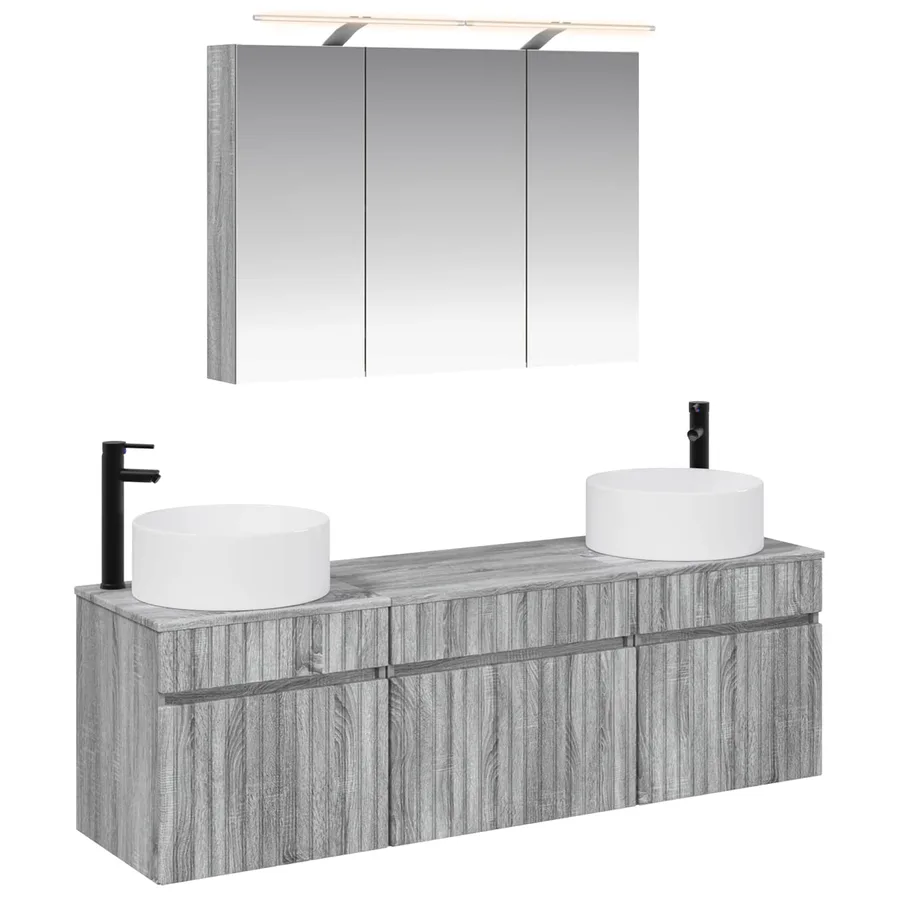 Ensemble d'armoire de salle de bain 4 pcs Sonoma gris - 2