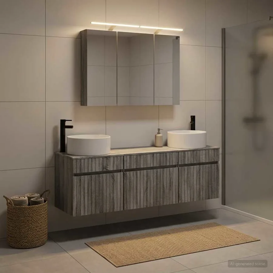Ensemble d'armoire de salle de bain 4 pcs Sonoma gris - 4