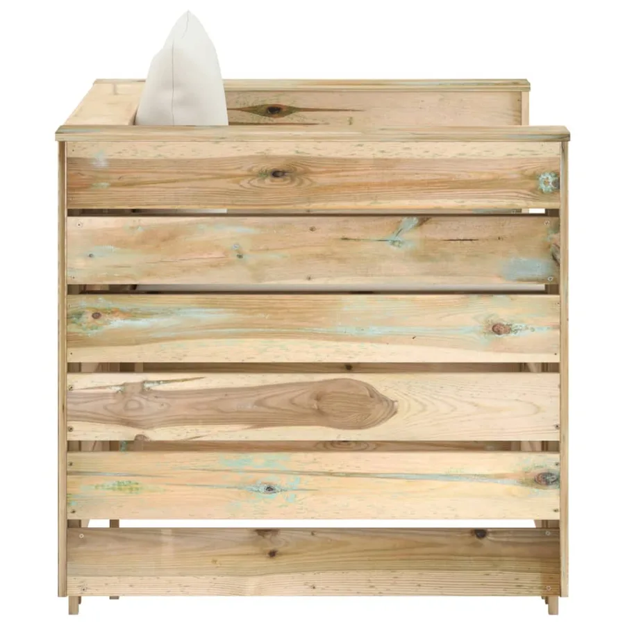 Salon de jardin 2 pcs avec coussins vert bois imprégné - 4