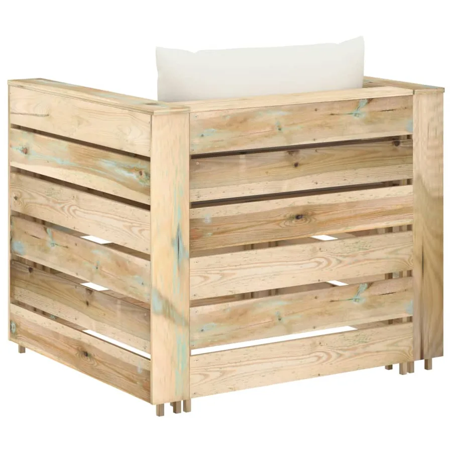Salon de jardin 2 pcs avec coussins vert bois imprégné - 5