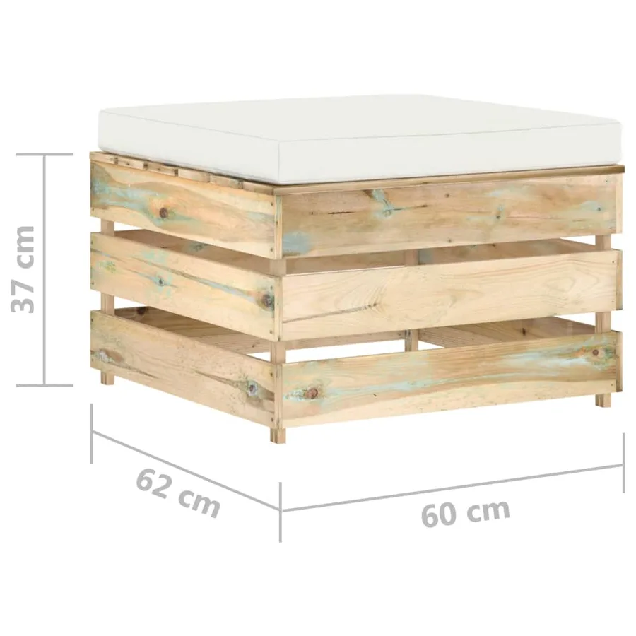 Salon de jardin 2 pcs avec coussins vert bois imprégné - 8