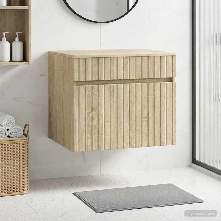 Cabinet de Salle de Bain Mural Chêne Sonoma 59 x 44,5 x 50 cm