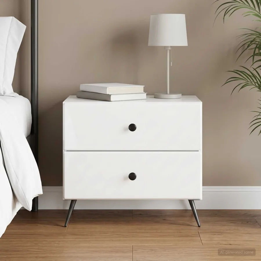 Cabinet de chevet Blanc brillant 62 x 34,5 x 47,5 cm