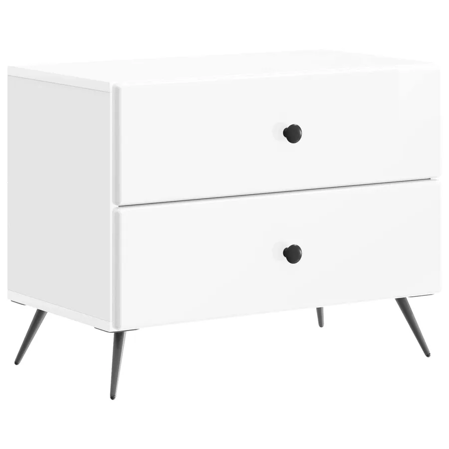 Cabinet de chevet Blanc brillant 62 x 34,5 x 47,5 cm - 2