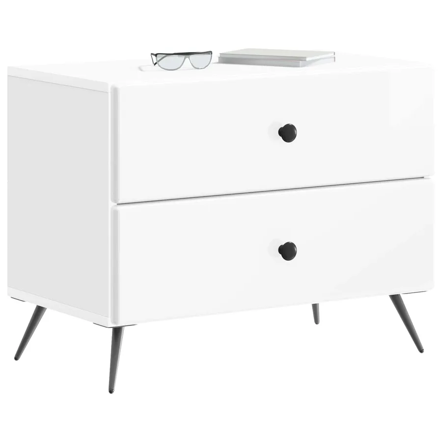 Cabinet de chevet Blanc brillant 62 x 34,5 x 47,5 cm - 3