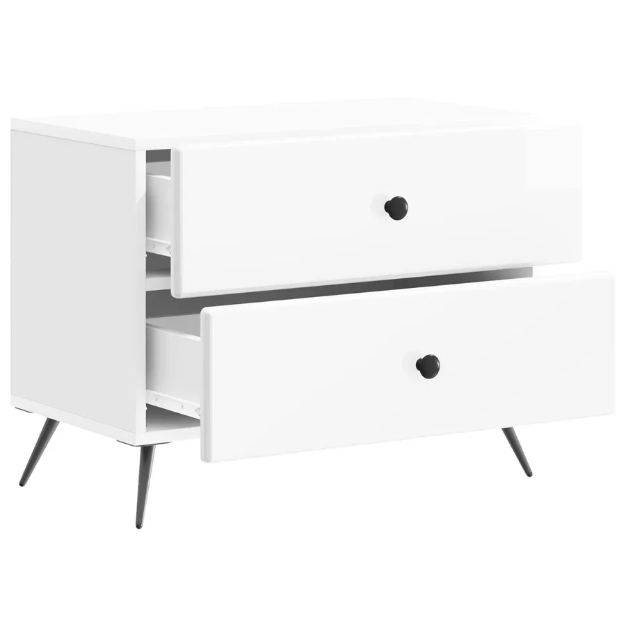 Cabinet de chevet Blanc brillant 62 x 34,5 x 47,5 cm - 4