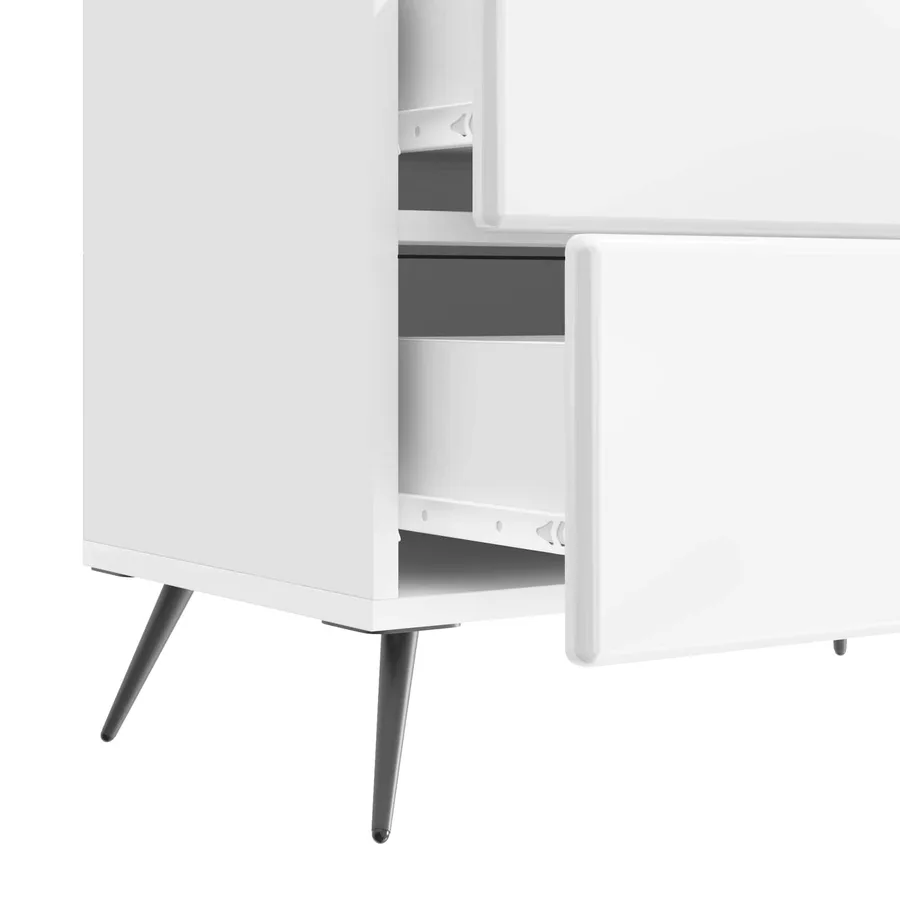 Cabinet de chevet Blanc brillant 62 x 34,5 x 47,5 cm - 9