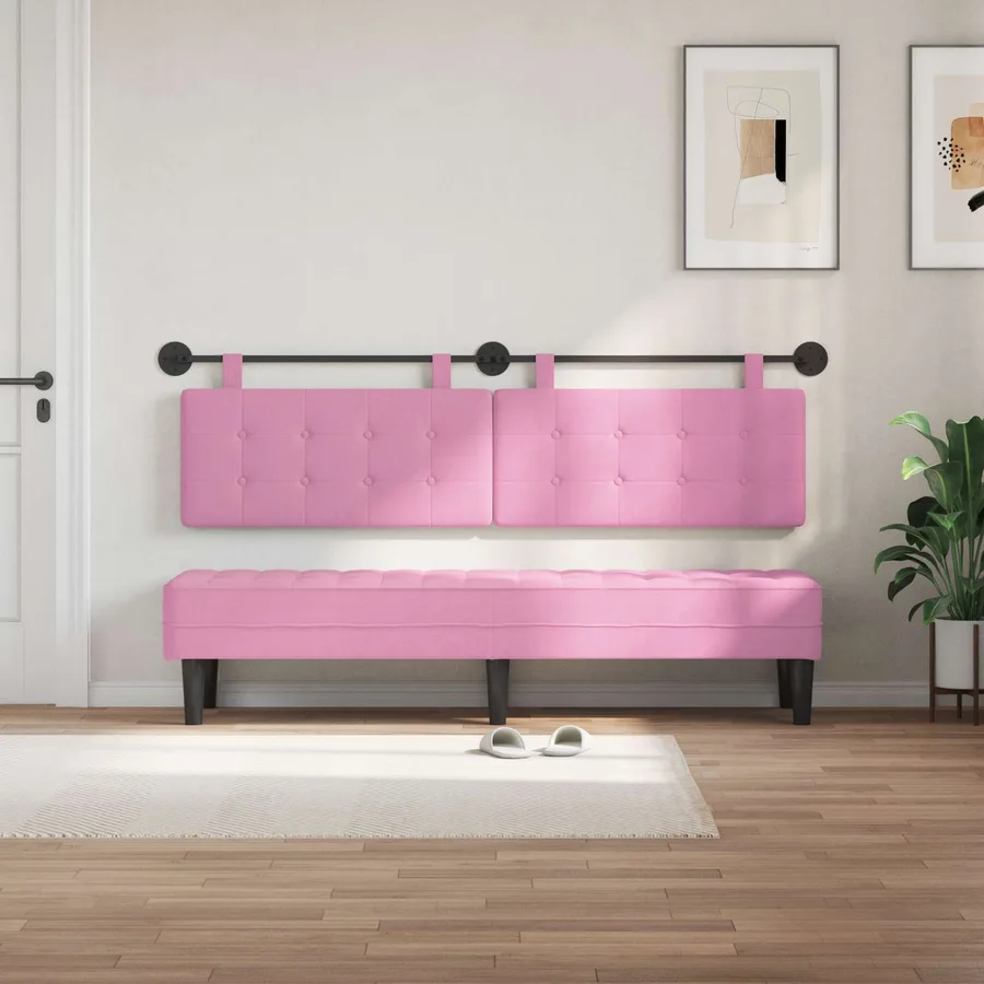 Tête de lit suspendue Rose Tissu - 3