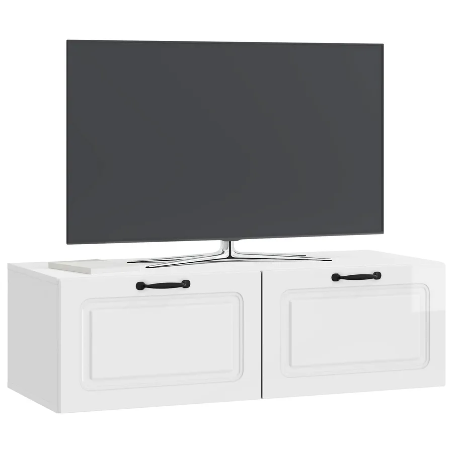 Meuble TV mural Montage mural Blanc brillant 98 x 41 x 30 cm - 3