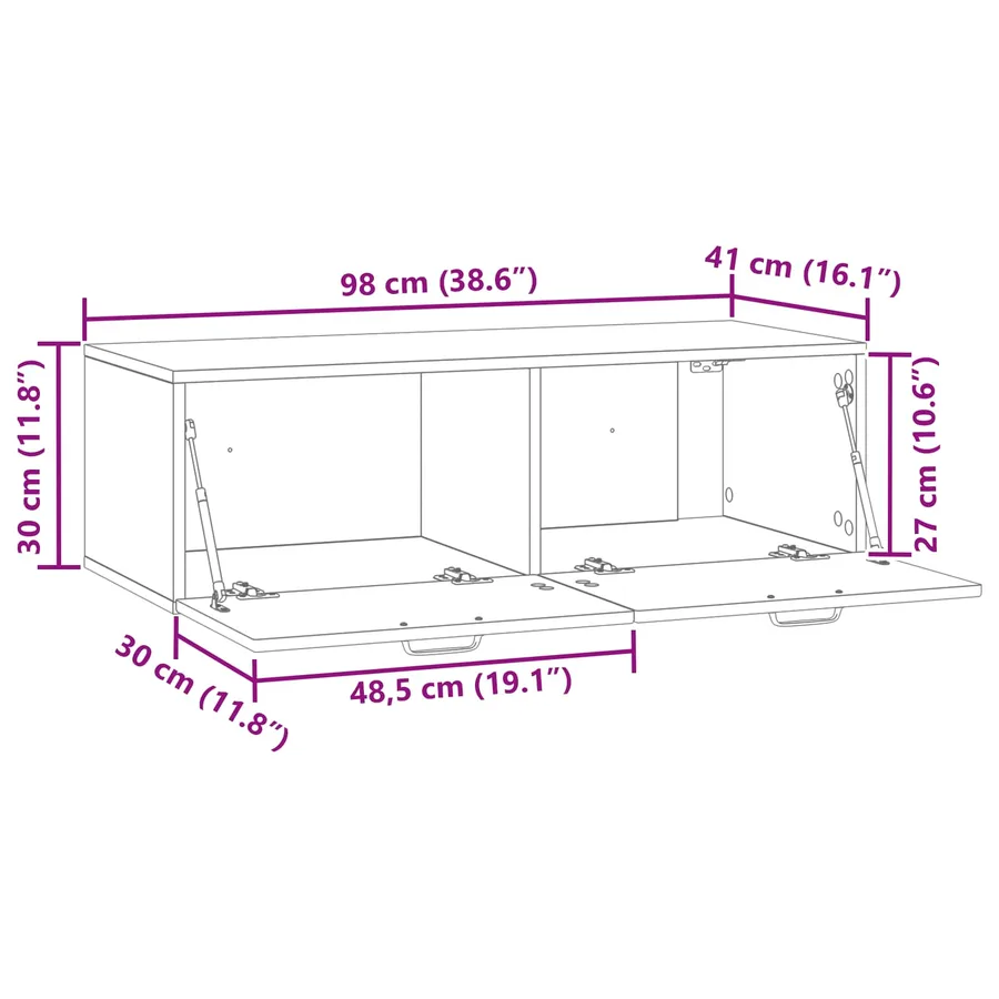 Meuble TV mural Montage mural Blanc brillant 98 x 41 x 30 cm - 8