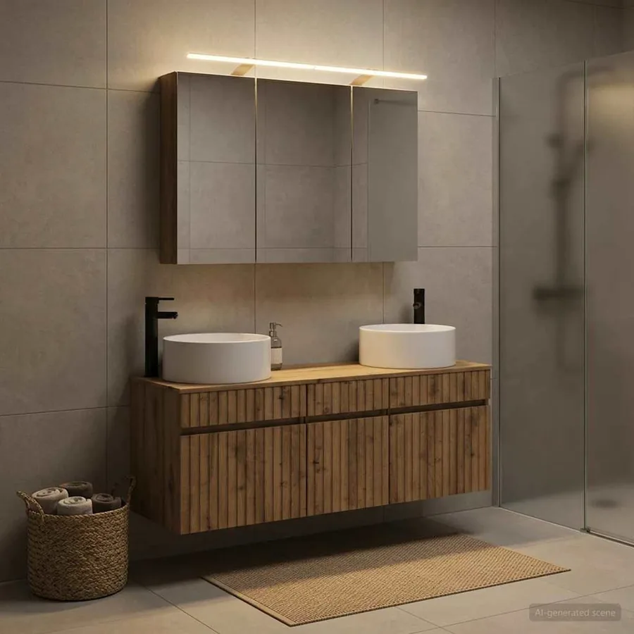 Ensemble d'armoire de salle de bain 4 pc Chêne artisanal