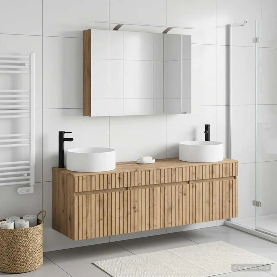 Ensemble d'armoire de salle de bain 4 pc Chêne artisanal - 4