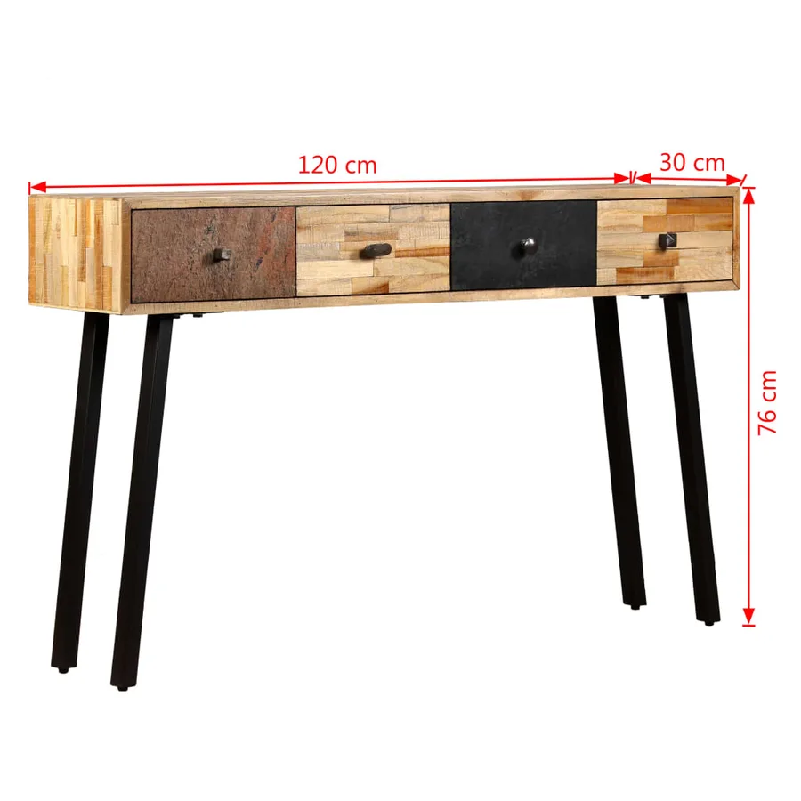 Table console Teck massif de récupération 120 x 30 x 76 cm - 10