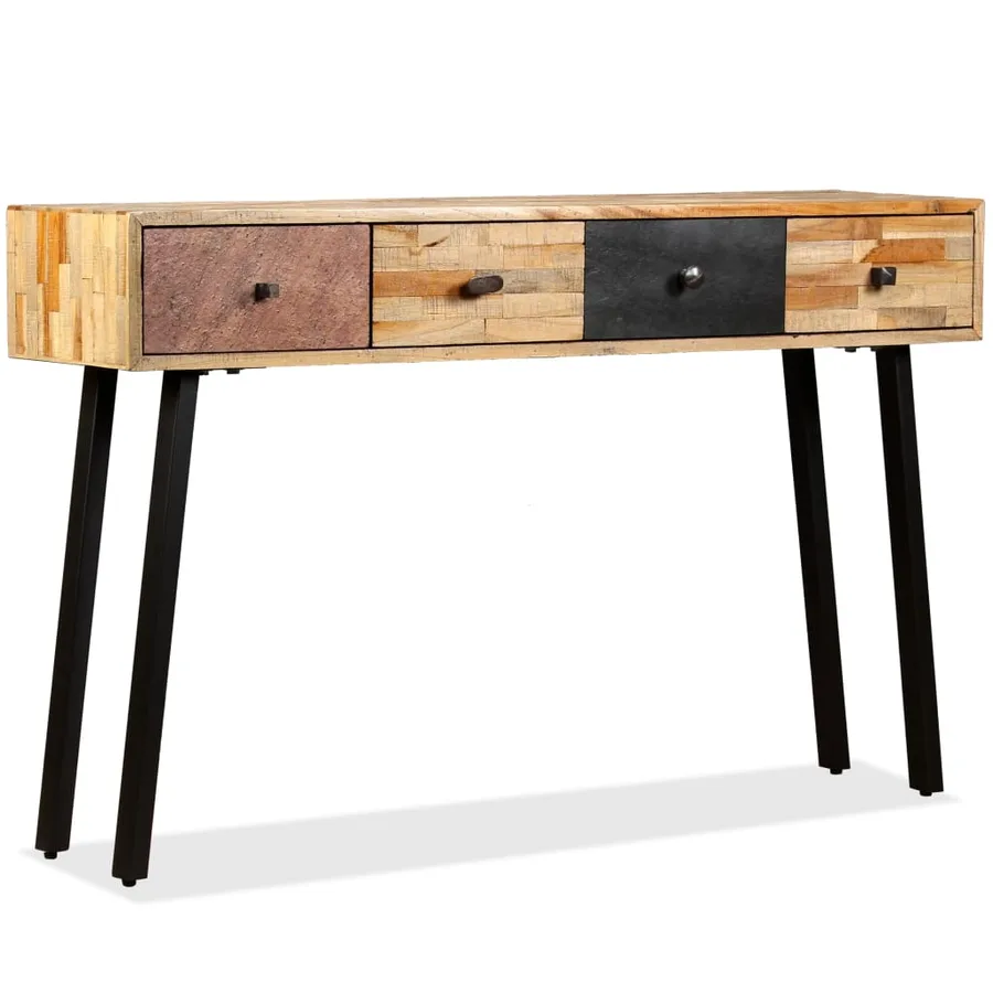 Table console Teck massif de récupération 120 x 30 x 76 cm - 13