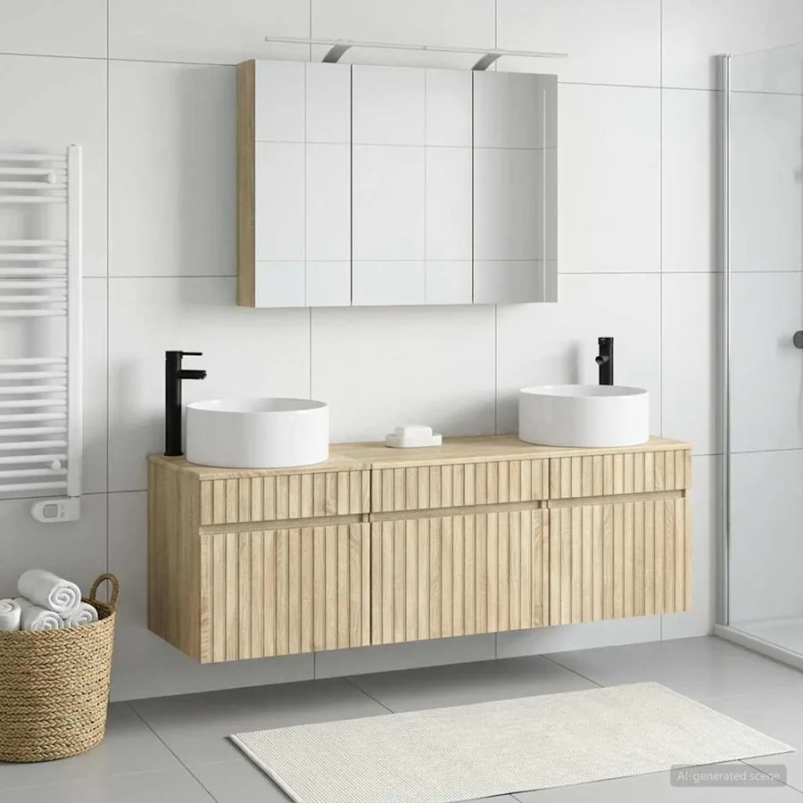 Ensemble d'armoire de salle de bain 4 pcs Chêne Sonoma