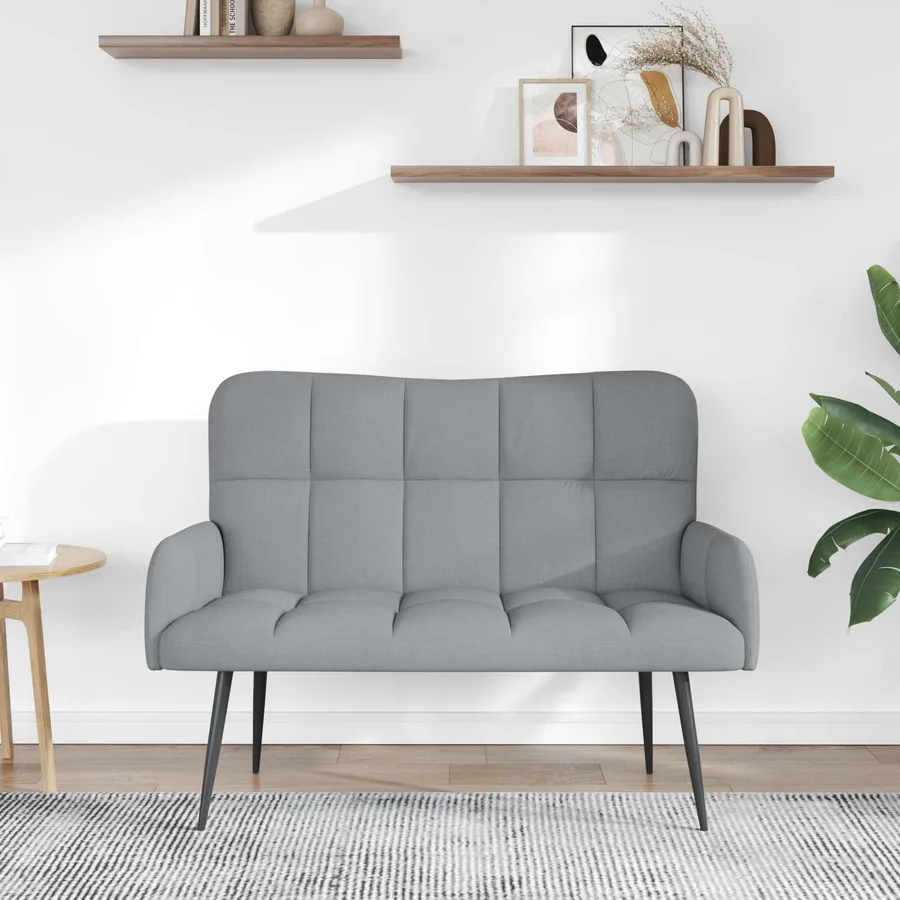 Sofa 2 places Gris clair 115 x 61 x 87 cm Tissu - 3