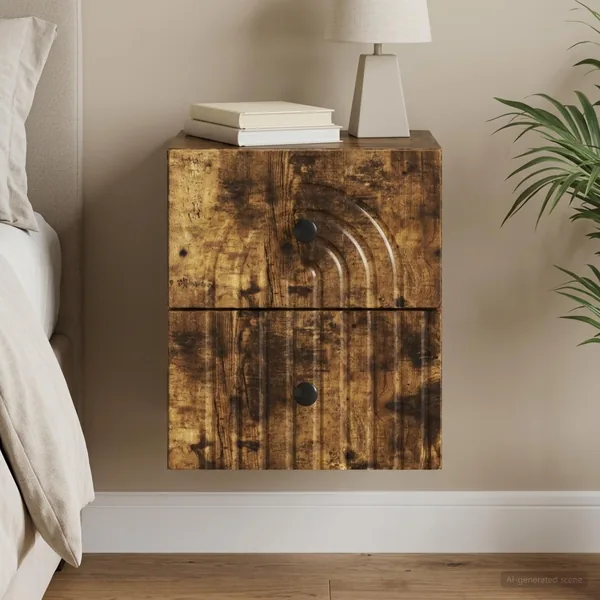 Cabinet de chevet mural Chêne fumé 33 x 34,5 x 40 cm