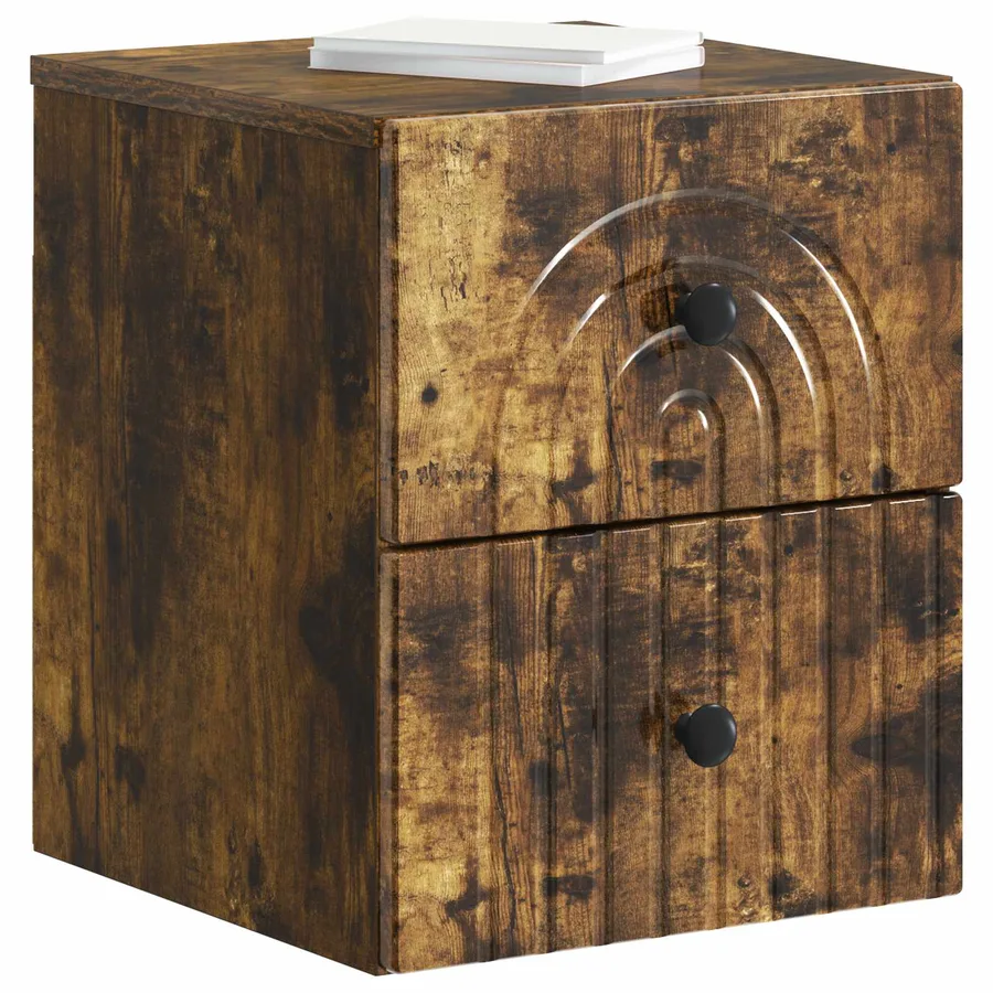 Cabinet de chevet mural Chêne fumé 33 x 34,5 x 40 cm - 3