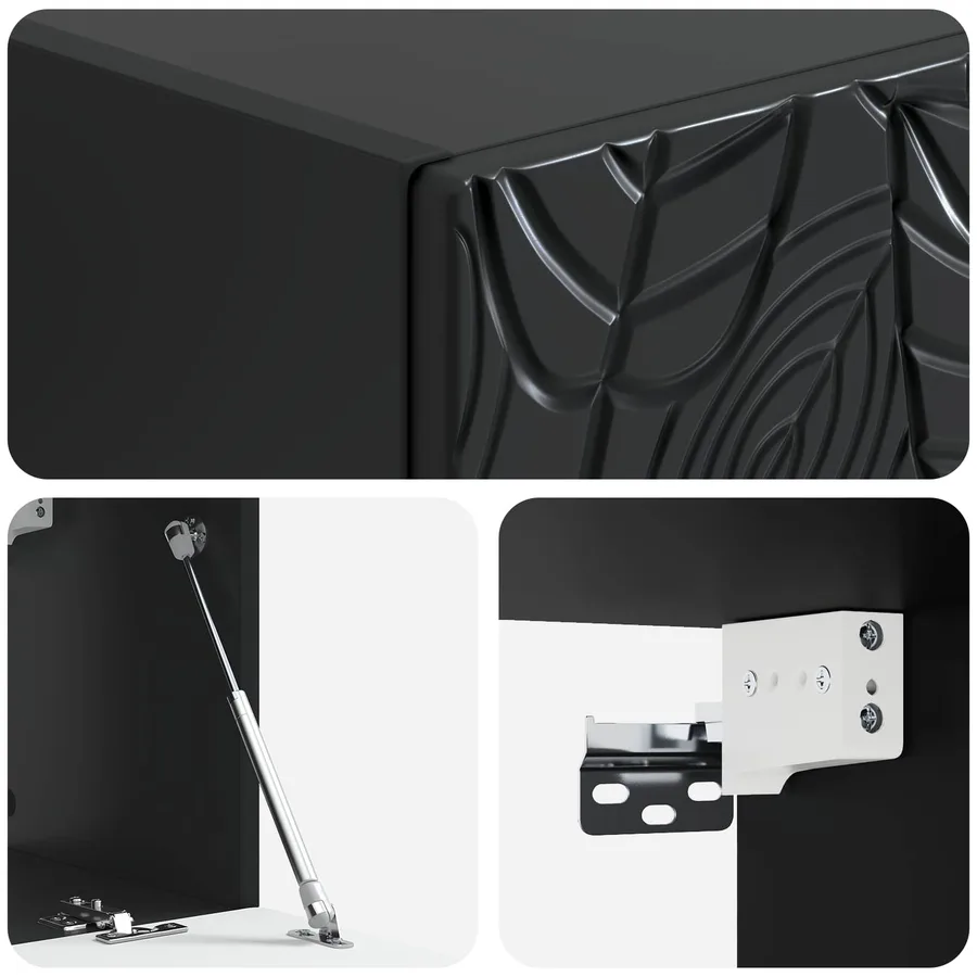 Meuble TV mural 98 x 41 x 30 cm Noir Bois d'ingénierie - 8