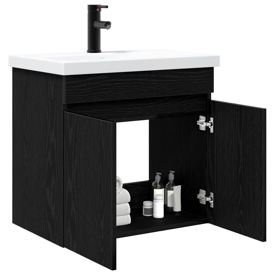 Meuble de salle de bain avec robinet Chêne noir - 3