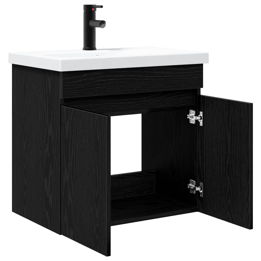 Meuble de salle de bain avec robinet Chêne noir - 4