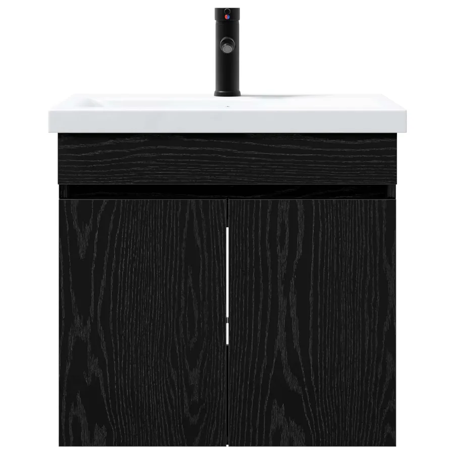 Meuble de salle de bain avec robinet Chêne noir - 5