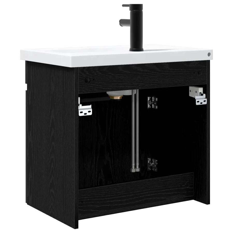 Meuble de salle de bain avec robinet Chêne noir - 7