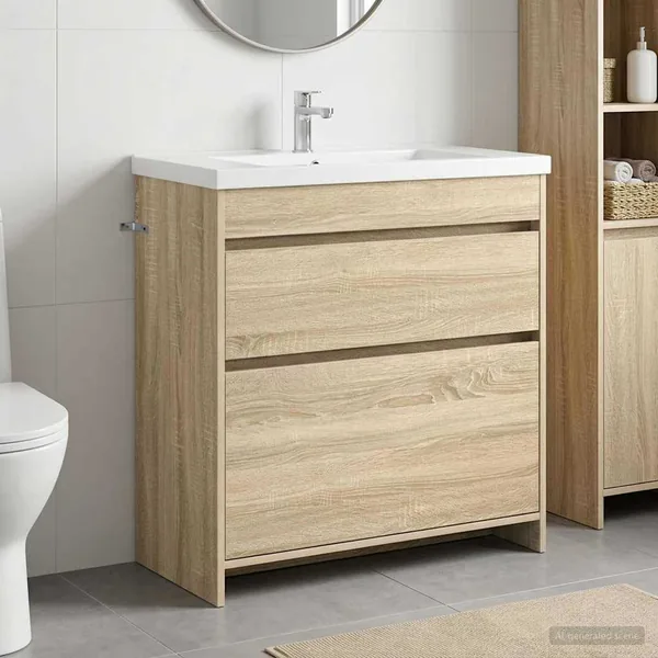 Meuble sous lavabo de salle de bain Chêne Sonoma