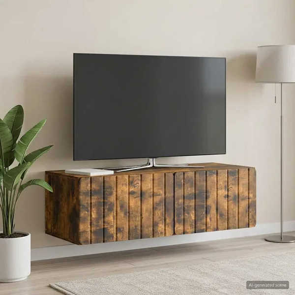 Meuble TV mural 98 x 41 x 30 cm Chêne fumé Bois d'ingénierie
