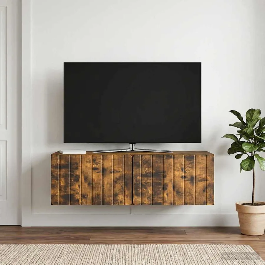 Meuble TV mural 98 x 41 x 30 cm Chêne fumé Bois d'ingénierie - 4