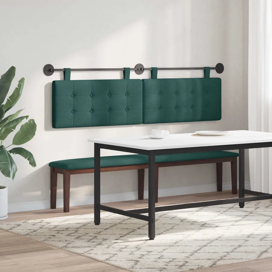 Tête de lit suspendue Vert foncé Tissu - 4