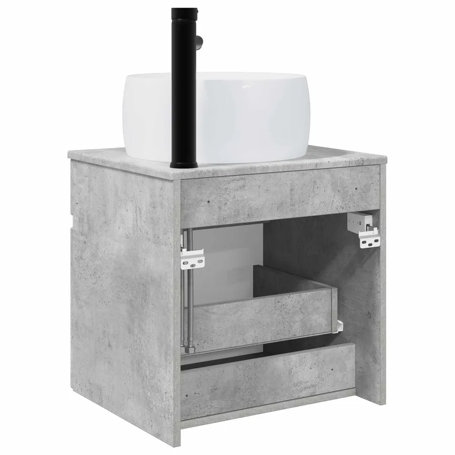 Meuble de lavabo mural Gris béton 49 x 44,5 x 66 cm - 4