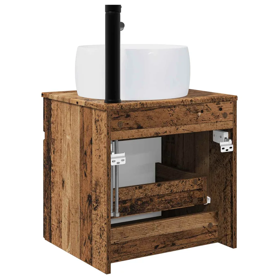 Meuble de lavabo mural Bois ancien 49 x 44,5 x 66 cm - 4