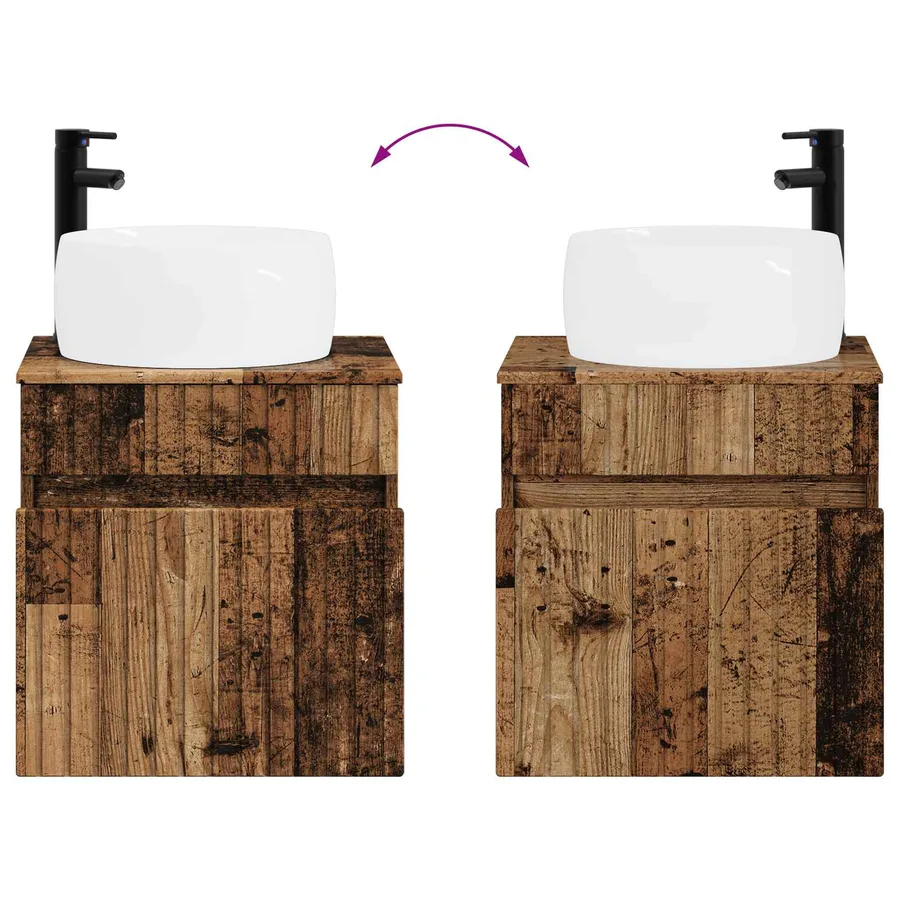 Meuble de lavabo mural Bois ancien 49 x 44,5 x 66 cm - 7