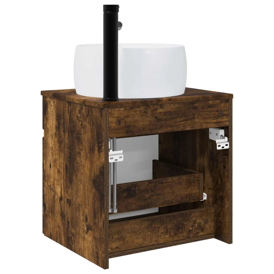 Meuble de lavabo mural Chêne fumé 49 x 44,5 x 66 cm - 4